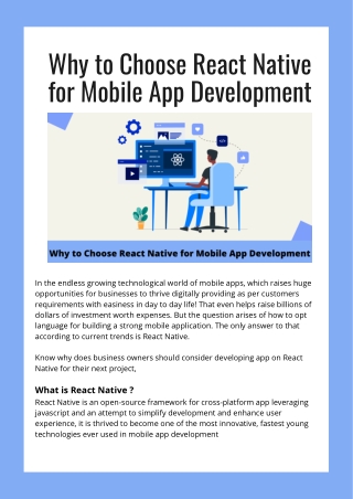 Why to Choose React Native for Mobile App Development