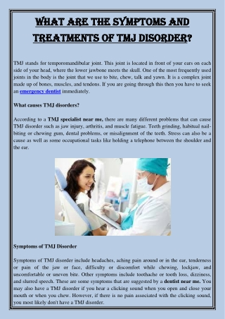 What are the Symptoms and Treatments of TMJ Disorder