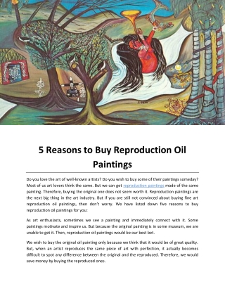 5 Reasons to Buy Reproduction Oil Paintings