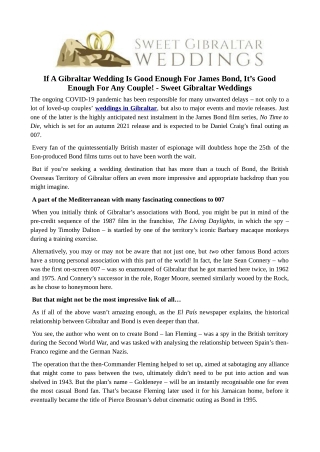 If A Gibraltar Wedding Is Good Enough For James Bond, It’s Good Enough For Any Couple! - Sweet Gibraltar Weddings