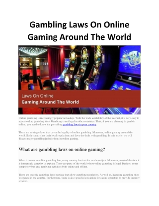Gambling Laws On Online Gaming Around The World