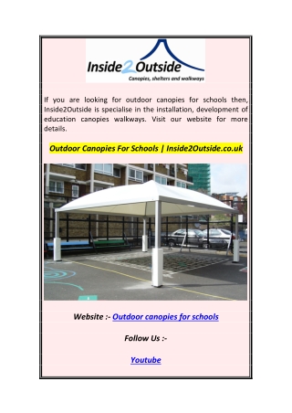 Outdoor Canopies For Schools  Inside2Outside.co.uk