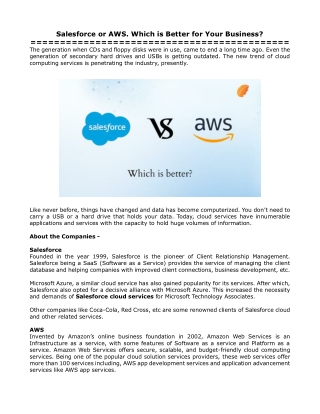 Salesforce or AWS. Which is better for your Business