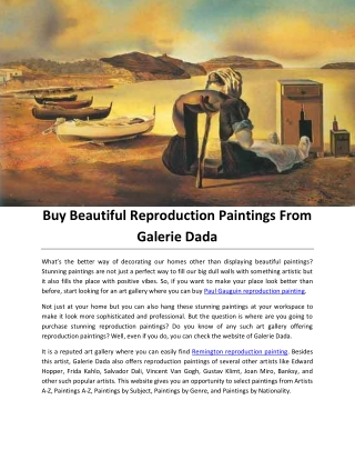 Buy Beautiful Reproduction Paintings From Galerie Dada