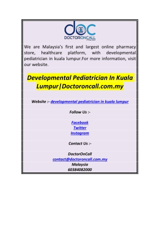 Developmental Pediatrician In Kuala LumpurDoctoroncall.com.my