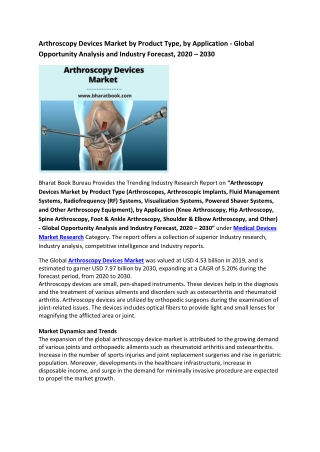 Global Arthroscopy Devices Market Research Report 2020-2030