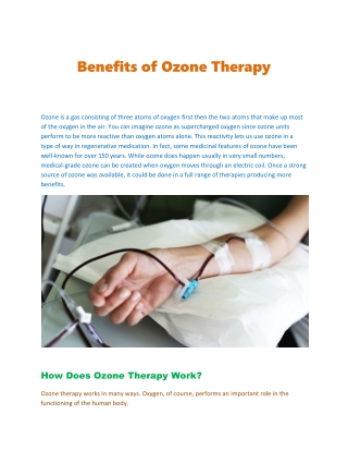 Benefits of Ozone Therapy