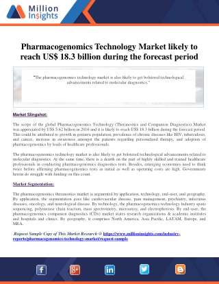 Pharmacogenomics Technology Market likely to reach US$ 18.3 billion during the f