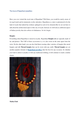 The Aura of Rajasthani jewellery