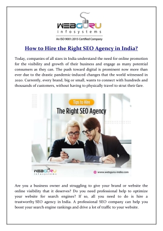 How to Hire the Right SEO Agency in India?