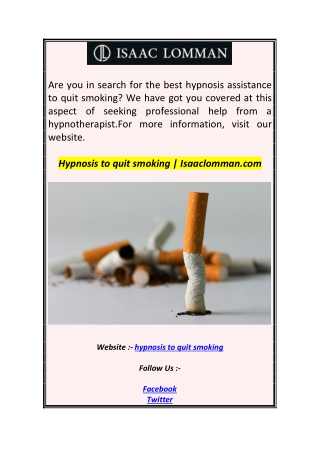 Hypnosis to quit smoking  Isaaclomman.com