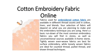 Cotton Embroidery Fabric Online
