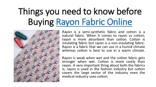 Things you need to know before Buying Rayon