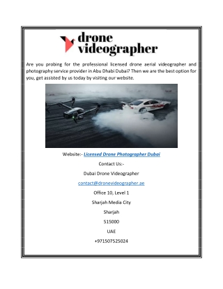 Licensed Drone Photographer Dubai | Dronevideographer.ae
