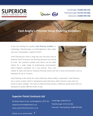 East Anglia's Premier Vinyl Flooring Installers