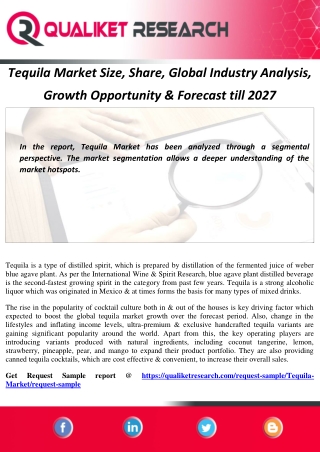 Tequila Market Size, Share, Global Industry Analysis, Growth Opportunity & Forecast till 2027