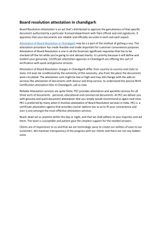 Board of Resolution in chandigarh