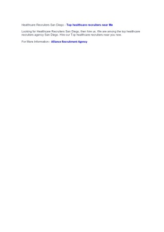Healthcare Recruiters San Diego - Healthcare Recruiters Near Me