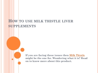 Best milk thistle for liver repair