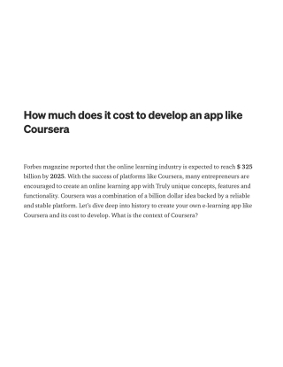 How much does it cost to develop an app like Coursera