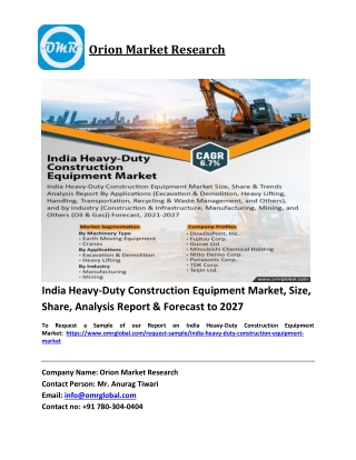 India Heavy-Duty Construction Equipment Market Trends, Size, Competitive Analysi
