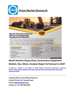 North America Heavy-Duty Construction Equipment Market Trends, Size, Competitive