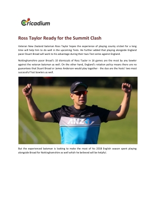 Ross Taylor Ready for the Summit Clash