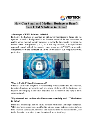 How Can Small and Medium Businesses Benefit from UTM Solutions in Dubai?