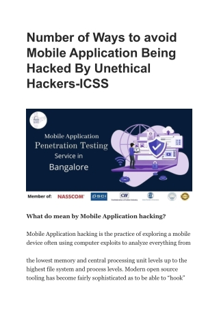 Number of Ways to avoid Mobile Application Being Hacked By Unethical Hackers