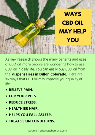 WAYS CBD OIL MAY HELP YOU