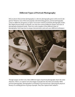 Different Types of Portrait Photography