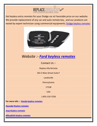 Ford keyless remotes abhi