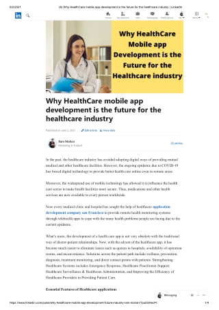 Why HealthCare mobile app development is the future for the healthcare industry