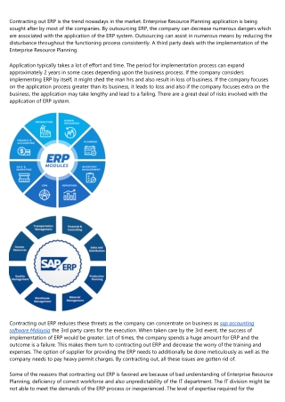 Outsourcing ERP - Company Can Reduce Implementation Risks