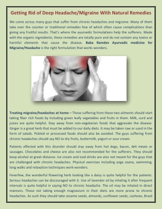 Getting Rid of Deep Headache/Migraine With Natural Remedies