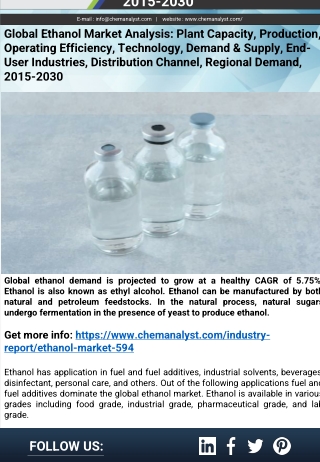 Ethanol Market Analysis & Forecast, Industry Growth, 2030 | ChemAnalyst
