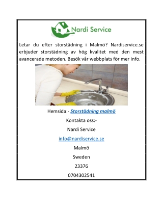 Storstädning Malmö | Nardiservice.se