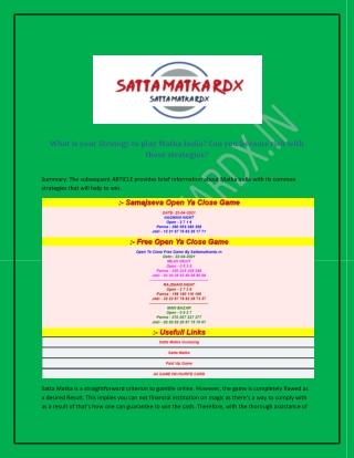 make for satta matka looking what do you