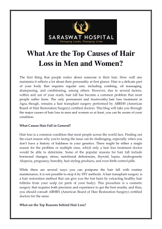 What Are the Top Causes of Hair Loss in Men and Women?