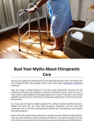 Bust Your Myths About Chiropractic Care
