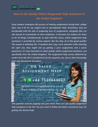 How to Get Quality Online Assignment Help Assistance in the United Kingdom