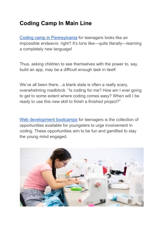 Coding Camp In Main Line