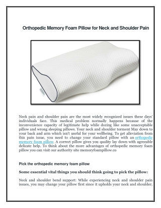 Orthopedic Memory Foam Pillow for Neck and Shoulder Pain