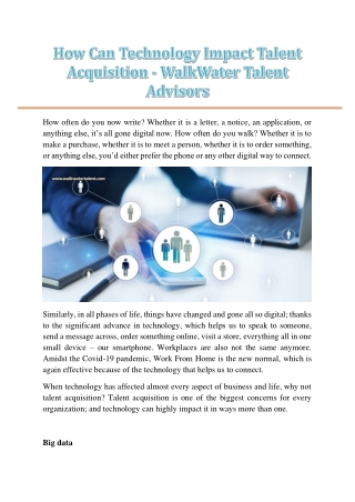 How Can Technology Impact Talent Acquisition - WalkWater Talent Advisors