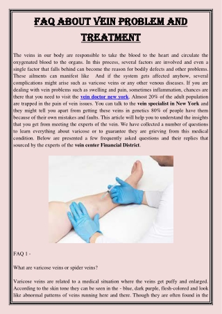 FAQ about vein problem and treatment