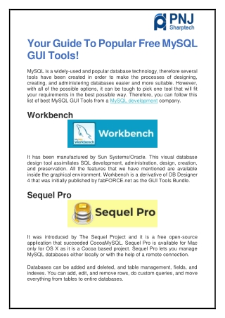 Your Guide To Popular Free MySQL GUI Tools!