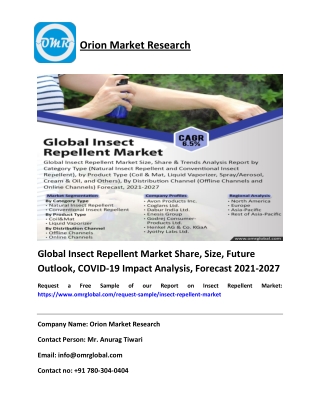 Global Insect Repellent Market Share, Size, Future Outlook, COVID-19 Impact Analysis, Forecast 2021-2027