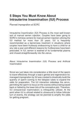 5 Steps You Must Know About Intrauterine Insemination (IUI) Process