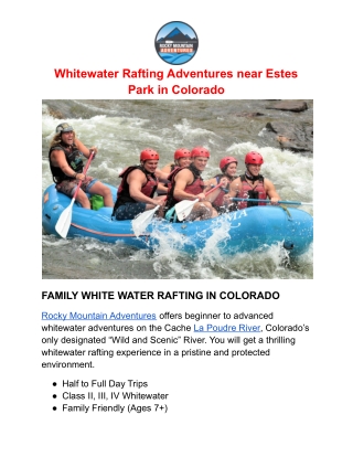 Whitewater Rafting Adventures near Estes Park in Colorado