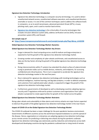 Signature-less Detection Technology Market